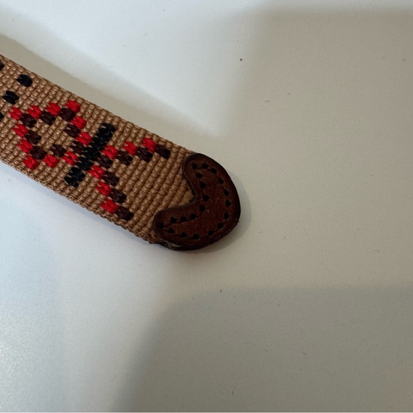 J CREW woven tapestry leather belt, Tan, Black, Red Southwestern Style size XS - Picture 5 of 9